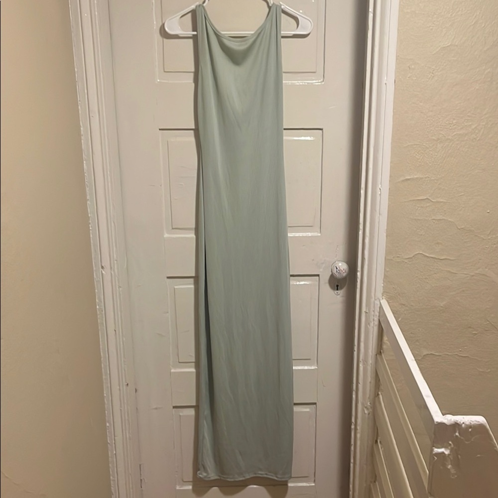 Green Bodycon Maxi Dress with Low Back